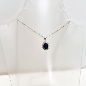 Silver 925 filled. Necklace with white-blue cubic zirconia.