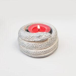 Tealight holder - silver snake.