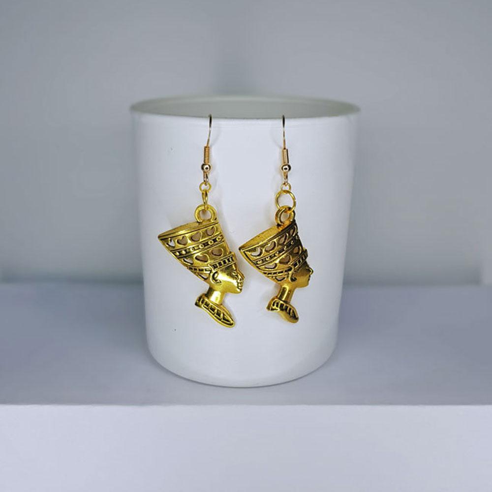 Nefretete style earrings - gold color.